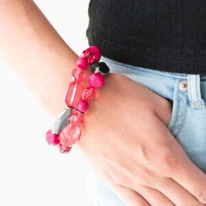 Paparazzi Jewelry Accessories - Rockin Rock Candy - Pink Bracelet - Vintage